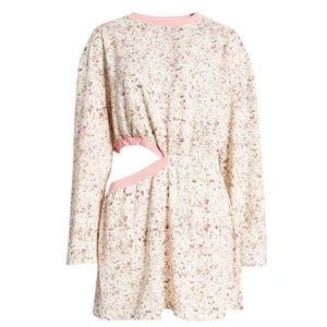 Open Edit Nordstrom Open Side Pink Beige Floral Mini Dress Size 2X